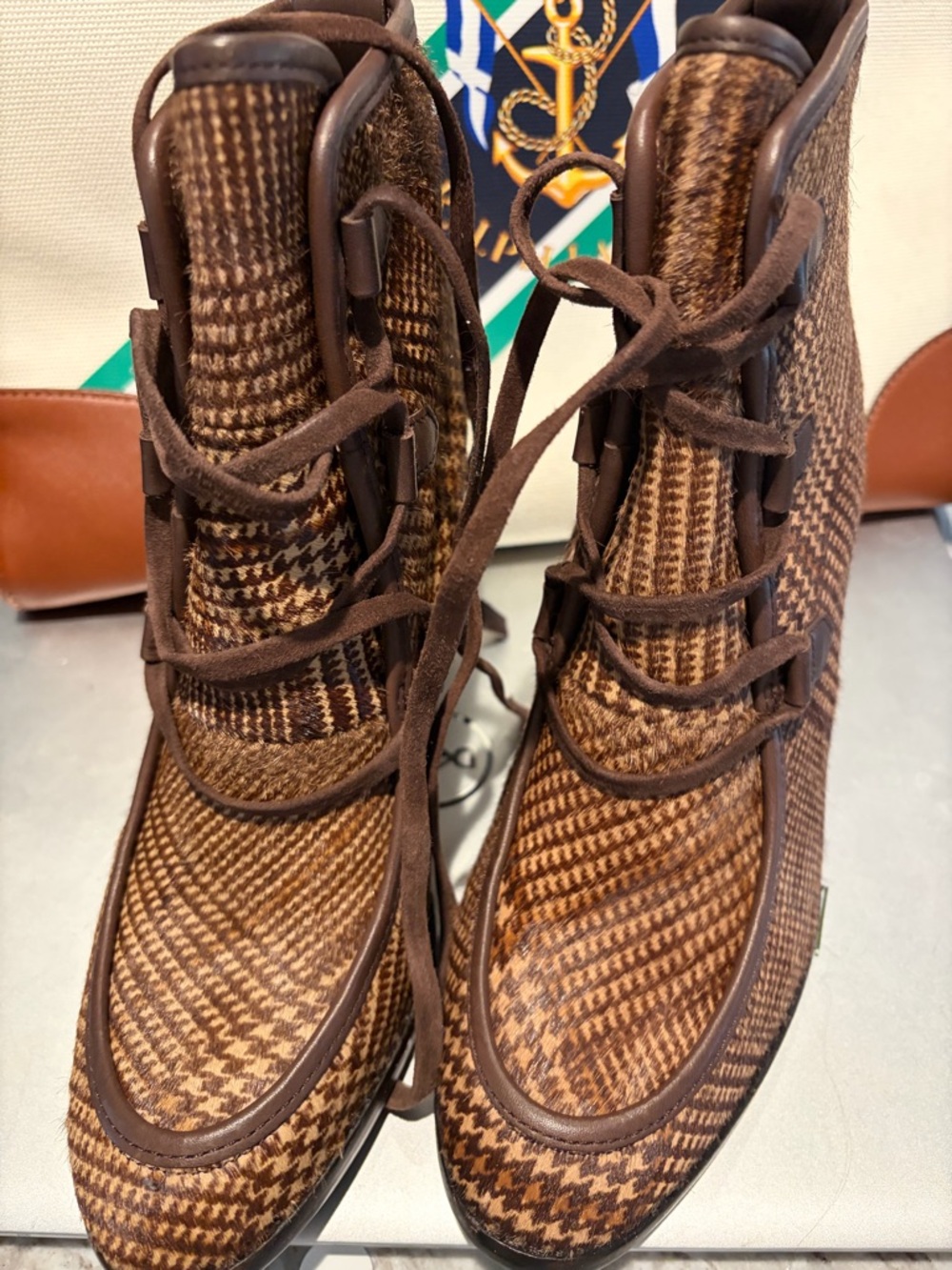 Lauren double RLL plaid boots! Sold out everywhere!! Size 7 brand new in box - Picture 7 of 9